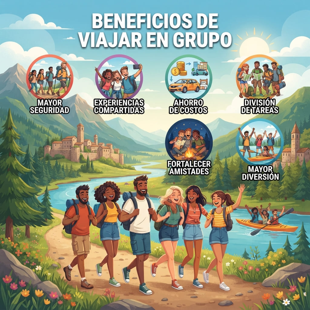 beneficios de viajar en grupo